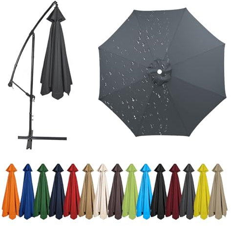 Auvent De Remplacement pour Parasol 4,0/3,5/3,0/2,8/2,7/2,5/2,3/2,0 Mètres 6/8 Baleines, Toile De Parasol Remplacement Pour Parasol de Plage, Jardin, Piscine (Gris,2.3m / 6 Ribs)