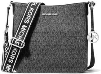 Michael Kors, Borsa a tracolla da donna, Jet Set, da viaggio, piccola, con logo Signature, in pelle (nero)