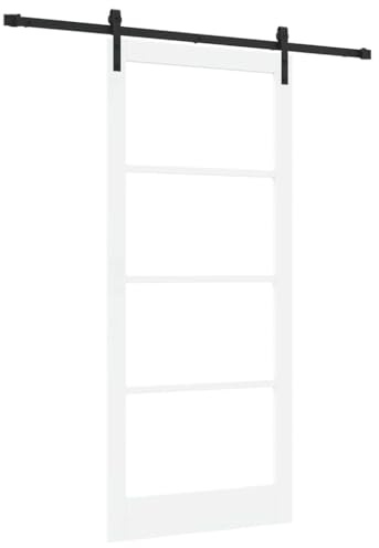 vidaXL Puerta Corredera ORKDAL y Negro 93 x 211 cm | Se adapta a cualquier decoración, Ofrece privacidad y deja pasar la luz,