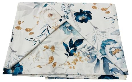 Corredocasa Lenzuola Completo Made in Italy - 100% Cotone Percalle con 3 Volant Eleganti - Set Letto Matrimoniale con Federe Disponibile in Tinta Unita o a Fantasia (Fantasia Azzurro, Matrimoniale)