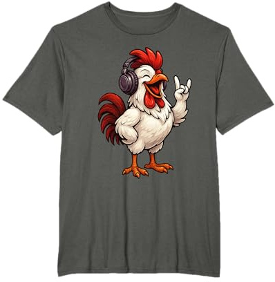 Hahn am Rocken | Süßes Hühnermotiv mit Pommesgabel T-Shirt