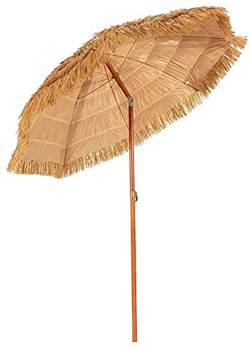 Ombrelloni da Giardino, ombrellone da 8 Piedi con Tetto in Paglia e inclinazione, 8 Stecche UPF 50+ con inclinazione per Patio, Giardino, Spiaggia, Piscina, Cortile, Colore Naturale