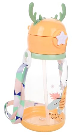 HEALSOPTHY Tasse Eau Forme De Cerf Pour Garçon Fille Avec Paille Gourde Pour Tout-petits Bouteille De Jus Réutilisable Verres à Boire Et