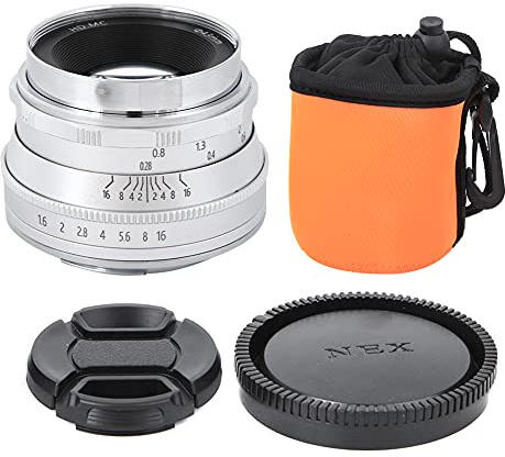 35mm F1.6 Manuelle Festbrennweite, M4 / 3 Mount, Silber, 6 Elemente in 4 Gruppen - Hochwertige Metalloptik, Multilayer Beschichtung, Für E M10 Serie und GH Kameras (Silber)