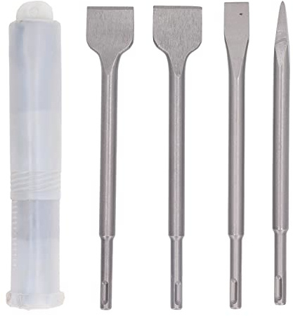Juego de cinceles eléctricos para martillo, punta redonda y cincel plano, para pared de ladrillo, hormigón, piedra, 4 Uds.