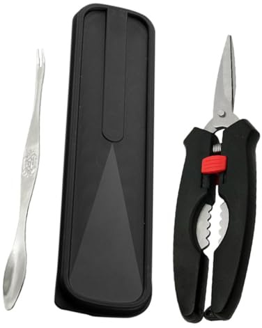 Gatuida Juego de Utensilios para Cangrejo de 1 Set, Acero Inoxidable Abs PP | Tijeras, Pinzas y Tenedor, Caja Incluida para Ordenar Piezas, Uso Cangrejo, Extracción y Corte