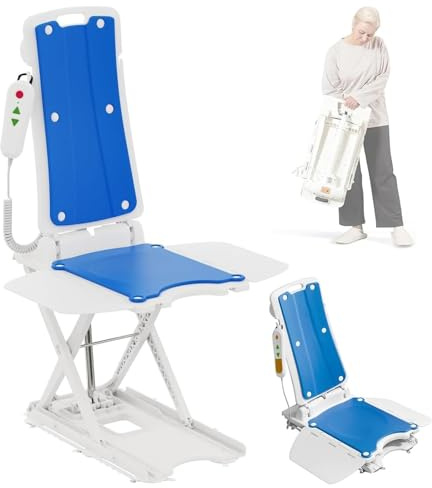 Sedia da bagno elettrica da 300 libbre, alzarsi da terra, dispositivi di assistenza per il sollevamento della sedia da pavimento pieghevole, con telecomando, ricaricabile, senza montaggio