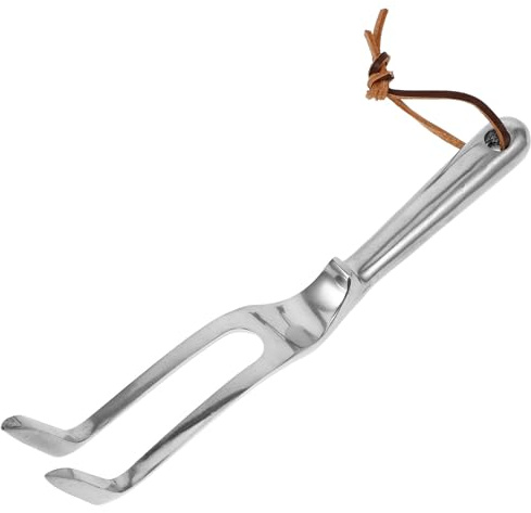 Alipis Râteau de Jardin en Métal Manche Ergonomique Petit Râteau à Main 2 Dents pour Désherbage Ameublir Sol et Repiquage Outil de Jardinage Compact pour Pelouses et Jardinage