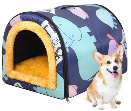 Hundehütte – 45 cm Stoff | Hundehütte | wasserdichter Plüsch-Unterschlupf | Haustierhöhle | tragbares Katzenhaus | Zeltbett | rutschfeste Kätzchenhöhle für kleine und mittelgroße Hunde im Innen- und