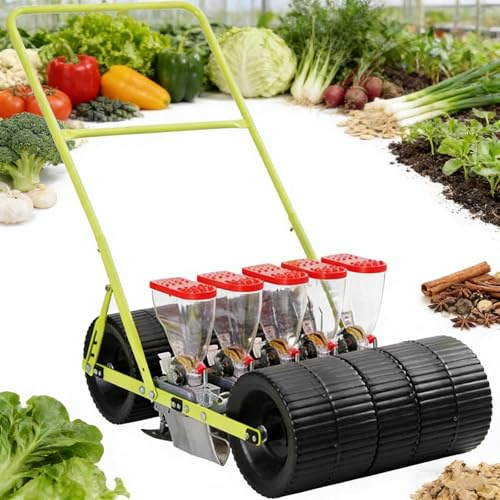 menglanchang Vegetable Seeder Planter Tool – Hand Push Seeder for Cabbage, Radish & Small Seeds –1/2/3/4/5/6 Row Garden Push Seeder Planter with Adjustable Row Spacing 5Row