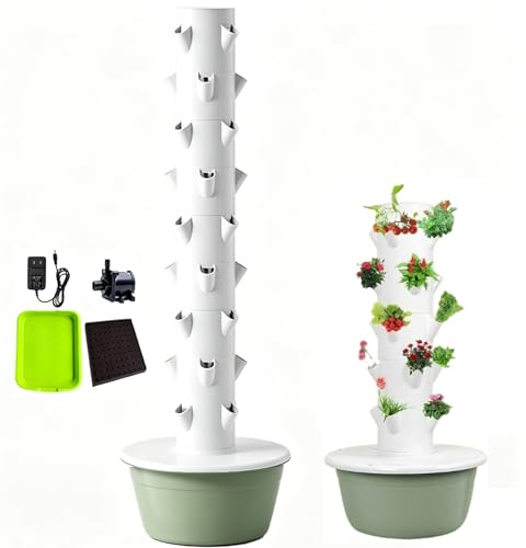 Tour Hydroponique, Tour Verticale du Système De Culture Hydroponique, Jardin Intérieur Aéroponique De 20/25/36 Sites Et Pompe D'arrosage Automatique - Kit De Culture Aquaponique Intellig Black 9-Tier