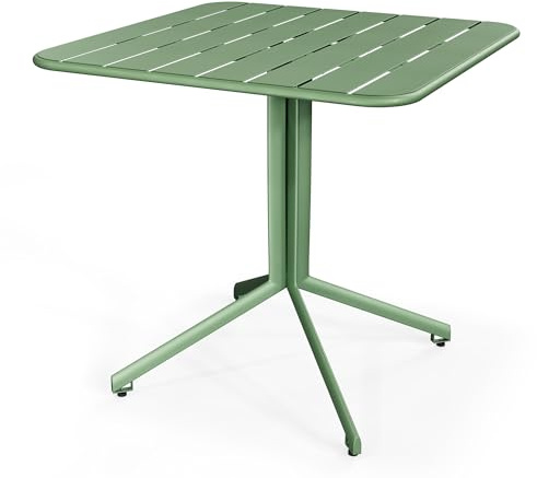 di volio Gartentisch 80x80 cm Metall quadratisch wetterfest Outdoor Miria | Für 4 Personen, Nivellierfüße, KTL- und Pulverbeschichtung, 20 kg belastbar, korrosionsbeständig, Balkon, Terrasse