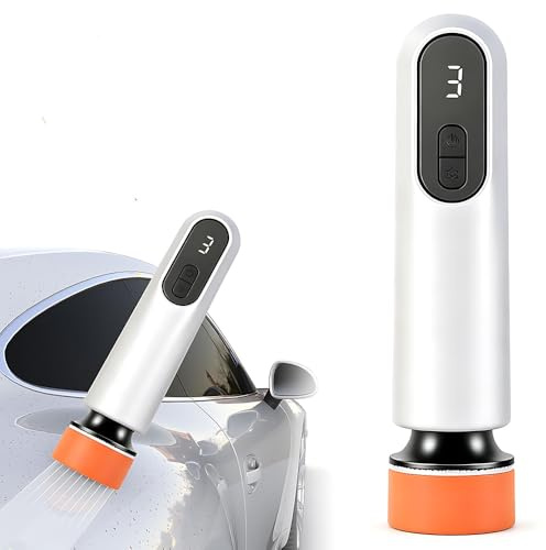 Pulidora Coche Inalambrica, Portátil Mini Pulidora, Kit Pulido Coche para Reparar Arañazos, Pulidora Bateria Removedor de Agua de Vidrio para Automóviles, Barcos y Muebles (Blanco)