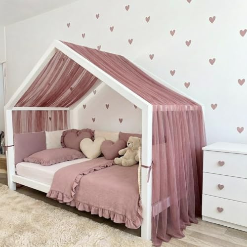 Baby Fancyroom Dosel de tul, hecho a mano, con volantes, dosel, para cuna, habitación infantil, color rosa viejo, 320 cm