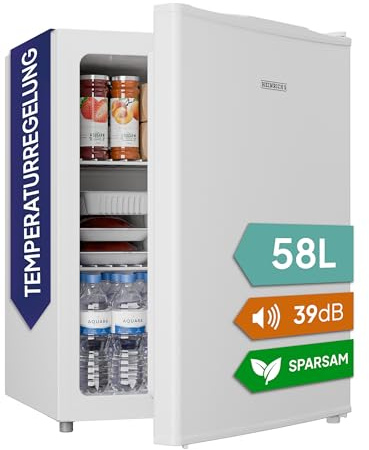 Heinrich´s Getränkekühlschrank 58L,klein, Mini-Kühlschrank für Dosen, Flaschen, Snacks, modernes Design, Tisch-Kühlschrank, leise:39dB geeignet für Büro, Camping, Garten, Outdoor, Hotels, Schlafzimmer