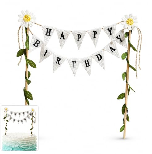 Happy Birthday Tortendeko, Cake Topper Geburtstag, Geburtstagskuchen Deko | Tortenstecker Geburtstag, Tortendeko Blumen Girlande, Kuchen Deko Torte Geburtstag für Kindergeburtstage, Feiern