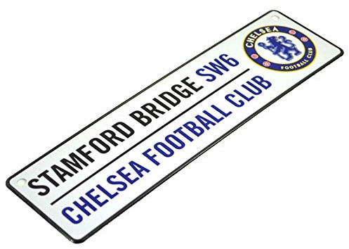 Chelsea FC Official Football 3D Embossed Metal Hanging Street Sign (One Size) (White/Black/Blue)