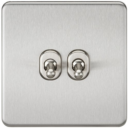 Knightsbridge SF2TOG Screwless 10A 2G 2-Way Toggle Switch - Brushed Chrome, 5.0 mm*87.5 mm*87.5 mm