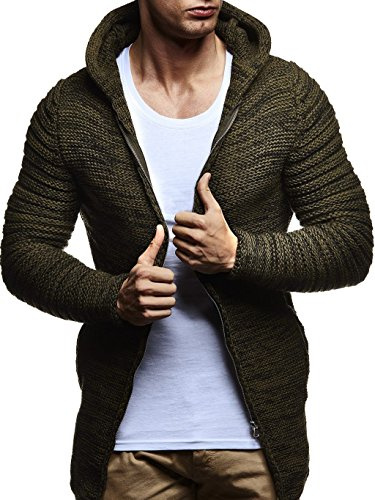 Leif Nelson Herren Grobstrick Kapuzenjacke – Stylische Strickjacke mit Reißverschluss, Warm und Bequem für Herbst & Winter - Strick Hoodie für Männer
