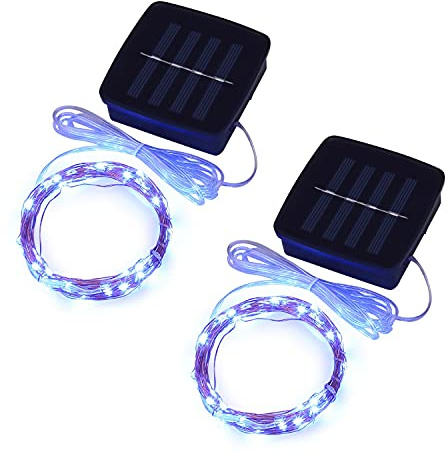 Solar Mini Teeny winzige Lichter, Sternen String Licht für Garten Fee, Baum, Geländer, Arbor, Zaun, 16 Fuß 50 LEDs, 2 Pack,Blau