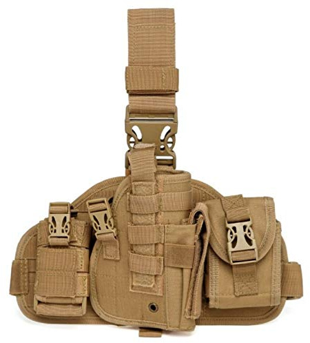 Gexgune Universal verstellbare Militärarmee Tactical Drop Bein Oberschenkel Pistole Holster Plattform Panel mit MOLLE Beutel Jagdbeutel （6 Farben optional）
