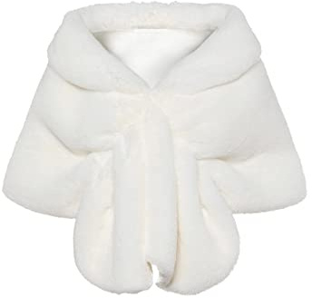BABEYOND Womens Faux Fur Collar Shawl Faux Fur Scarf Wrap Evening Cape for Winter Coat