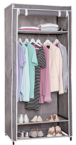 LOVE IT STORE IT Stoffschrank mit Kleiderstange und Ablagefach - Faltschrank für die Aufbewahrung von Kleidung, Schuhen und mehr - Grau Uni - 80 x 50 x 175 cm (LxBxH)