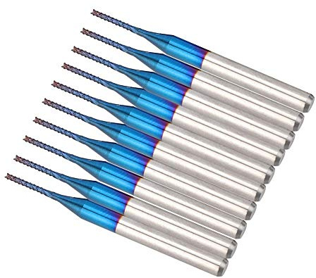 Fafeicy Hartmetallfräser Set 10 Stück 1.0 mm 3,175 mm Schaft CNC Fräser für Leiterplatten Gravur Kunststoff Holz und Metall