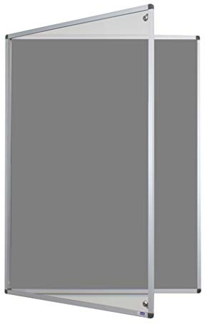 Adboards Dual Lock - Classic Lockable Noticeboard Grey Felt 900mm x 600mm Aluminium Frame - Tamperproof Extra Secure
