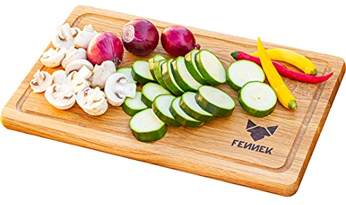 FENNEK Tabla de cortar, tabla de desayuno XL, 40 x 25 cm, de roble, tratada con aceite de linaza, ideal para cocinar, asar y mucho más.