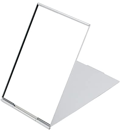 KOMUNJ Kleine Reise spiegeln Portable Faltung Spiegel kompakte Taschenspiegel, Zusammenklappbar Kosmetikspiegel Klappbar Spiegel, 11.5 cm * 8cm, Silber