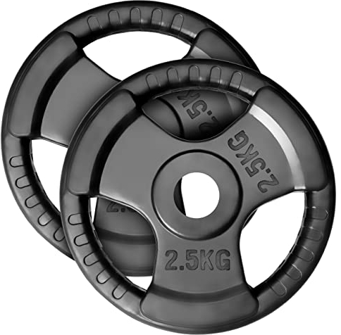 MAXXIVA® Hantelscheiben 2er Set Gewichtsplatte je 2,5 kg Gusseisen Gripper Gummi schwarz 5 kg Fitness Krafttraining Bodybuilding Workout Gewichtheben Reha