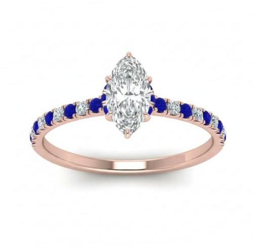 JewelryGift Choisissez Votre Pierre précieuse Petite Bague en Diamant avec Halo caché plaqué Or Jaune Marquise façonner Bagues de fiançailles Halo Pierre de Naissance Taglia 47 Alla 70