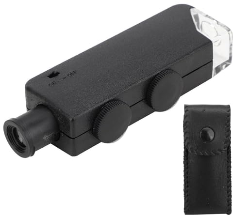 Telituny 60-100X Mini Mikroskop, Tragbares Taschenmikroskop mit Licht, Einstellbare Juwelierlupe Taschenlupe, Handlupe Minilupe für Kinders Studenten für Münzen, Hautanalyse, Juwelengutachten