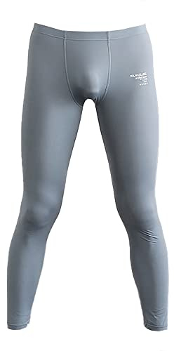 Men's Plus Size Mesh Long Johns Slim Silk Sexy Grey Sheer Legging Tights XX-Large