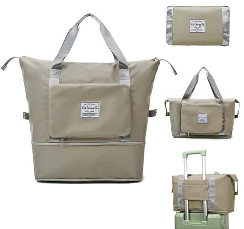 Jahomieo Large Capacity Foldable Travel Bag, Expandable Waterproof Carry on Bag, Dry and Wet Separation Spor Duffel Bags