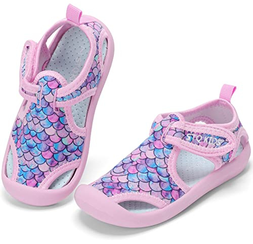 STQ Toddler Sandals Boys Girls Water Shoes Outdoor Quick Dry Beach Surf Lightweight Non-Slip Breathable Swim Shoes Pink MERMAIDSCALE 11 M US Little Kid
