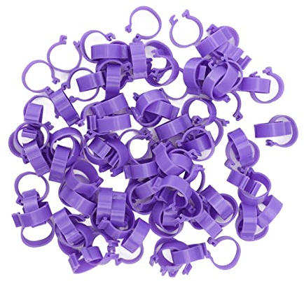 100 Stück GeflügelfußRinge, Gesundheitsbedarf, Vögel, Ente, Henne, Gänsebeine, Ringe, Clip, Kunststoff, Geflügel, Identifikation, Nummerierte Ringe (Lila)