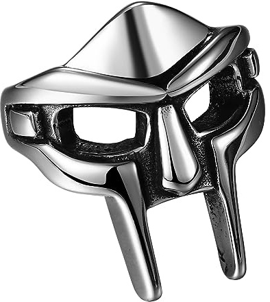 JewelryWe Herren-Ring Spartan Maske Edelstahl: Halloween Ring Herren Punk Doom Gesichtsmaske Gladiator Helm Ring Männer Nordic Pagan Wikinger Ringe Gotik Totenkopf Bandring Schwarz/Silber