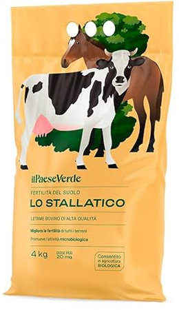 Lo Stallatico 4kg Il Paese Verde.Concime organico biologico, totalmente naturale a base di letame bovino che nutre le piante e aumenta la fertilità del terreno.