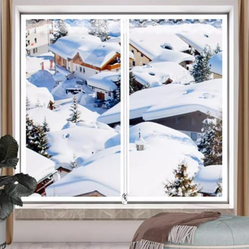 Fenster Isolierfolie Thermo Cover Transparente Thermovorhänge,Selbstklebende Fensterisolierfolie,Fensterfolie Wärmedämmung,Energiesparende,Anpassbar,Breite×Höhe (200x220cm)