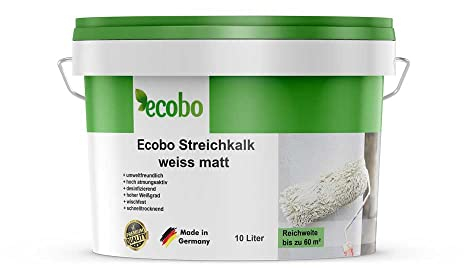 ECOBO Streichkalk weiss matt 10l Ökologische atmunsaktive Wand und Deckenfarbe
