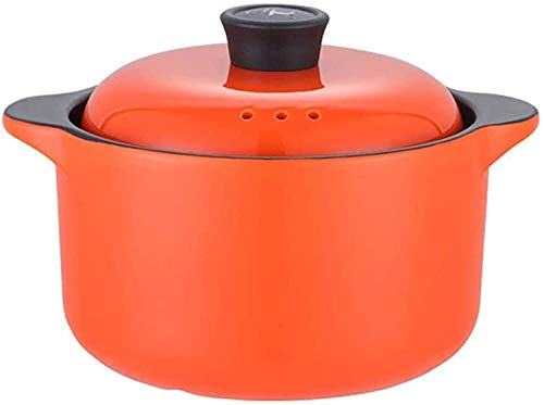 CNBYDK Casserole Dish with Lid Ceramic Casserole Pot Household Health Soup Stew Pot Braising Pan,Round NotStick Gas Safe Casserole Dish with Lid Orange Cooking Pot (2.5l|orange