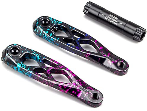 Ultraleichter MTB Fahrrad-Kurbel,Fahrrad-Kurbelgarnituren, Fahrrad-Kurbelarm-Set,170mm DUB Achse 29mm Mountainbike-Kurbelgarnitur,3-Schrauben Geradeinstallation für Enduro AM (Rainbow Crank 170mm)