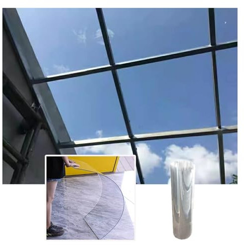 RLINZ PC Full Transparent Durable Panel Clear Plastic Sheet, Polycarbonate Roof Sheet Easy To Cut, for Canopy, Carport, Stadiums, Bus Shelters(1.56x12m)