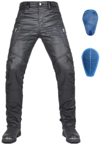 RCLONGEU Motorradhose, Schutzhose, Herren Damen-Motorrad-Jeans aus Atmungsaktivem, Verschleißfestem, mit 2 Paar Abnehmbaren Pads für Hüfte und Knie (XL)