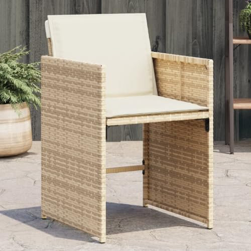 LAPOOH Gartenstühle mit Kissen 4 STK. Beige Poly Rattan, Gartenmöbel, Terrassenstühle, Balkon Stühle, Balkonstuhl, Garten Stühle Für Draussen - 4007459