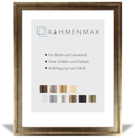 RahmenMax MDF-Leerrahmen ASTURIEN speziell für Leinwandbilder BZW. Keilrahmenbilder im Format 64 x 69 cm. Schattenfugenrahmen in der Farbe: Gold Antik Dekor. 10 Farben zur Auswahl