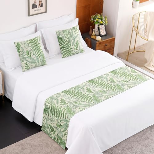 AMBERIS Camino de cama con patrón de bosque, bufanda de cama suave y acogedora, decoración de estilo rústico