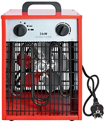 FIVMEN Heizlüfter 3KW 220V Heizstrahler Elektroheizung mit 1,4 M Stromkabel und Stecker Heizgeräte Elektroheizer Bauheizer 4 Heizstufen Heizgebläse Überlastschutz für Industrie Baustelle